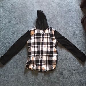 Men’s medium Forever 21 flannel button up hoodie